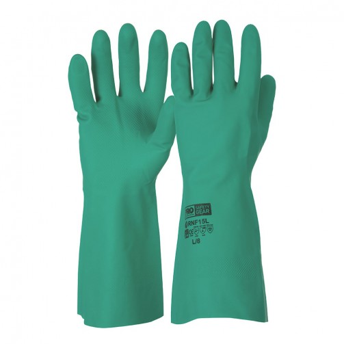 Green rubber store gloves