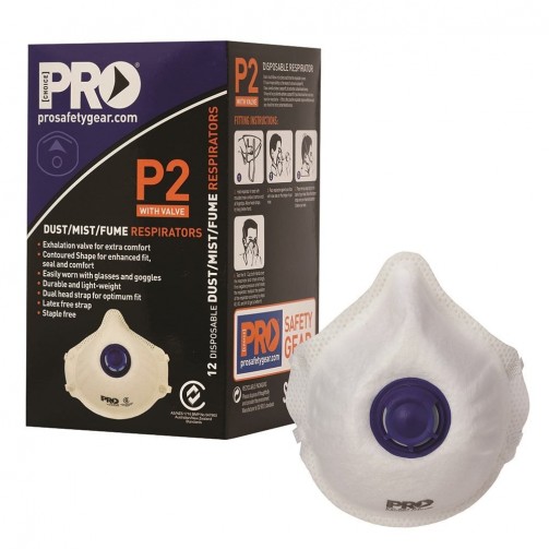 DUST MASKS P2+VALVE - 12 Pack