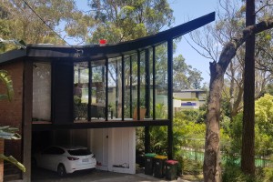 side view of 45 degree pitched roof